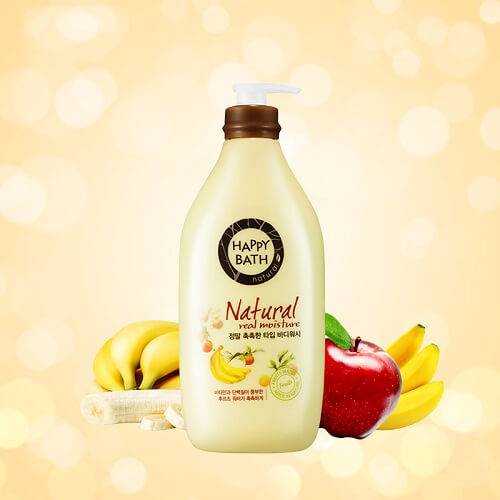 Sữa tắm Happy Bath Natural Real Moisture chiết xuất từ trái cây tự nhiên giúp làm sạch và dưỡng da đẹp mịn