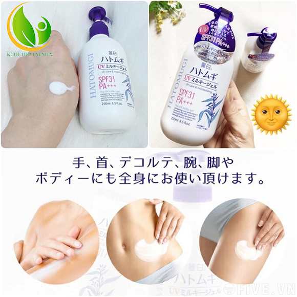  Sử dụng kiên trì Sữa Dưỡng Thể Chống Nắng Hatomugi Nhật Bản mỗi ngày để đạt hiệu quả tốt nhất 